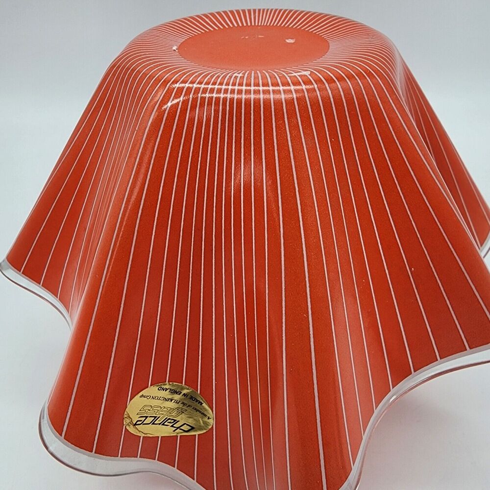 Chance Brothers Handkerchief Vase Orange White Cordon Pinstripe MCM Vintage 60s - Picture 10 of 13